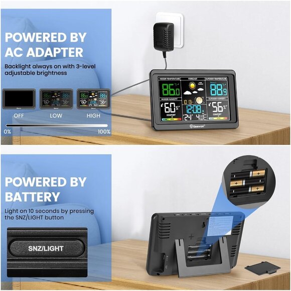 Wireless Indoor Outdoor Weather Station with Color Display, Digital Thermometer - Picture 2 of 9